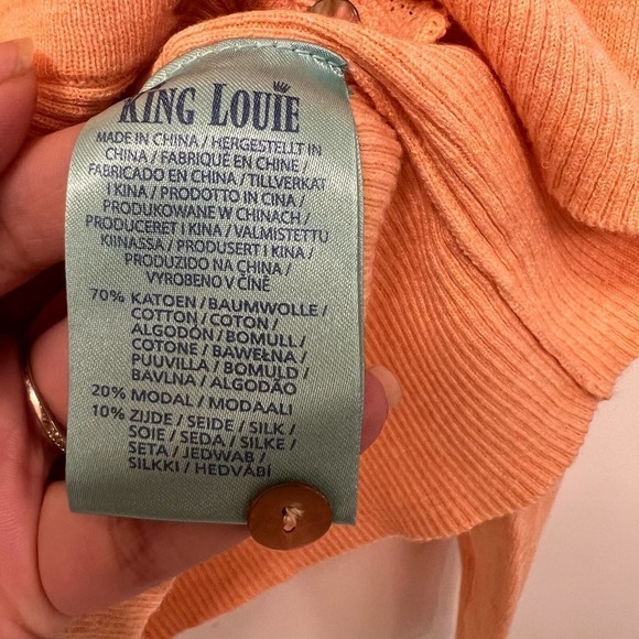 KING Louie $85 Cotton Cardi V Cocoon Creampuff Orange Cardigan Size Small NWT - Picture 5 of 8